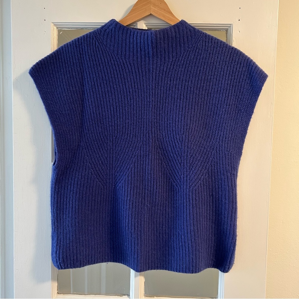Anthropologie Maeve Mockneck Muscle Crop Sleeveless Sweater - purple